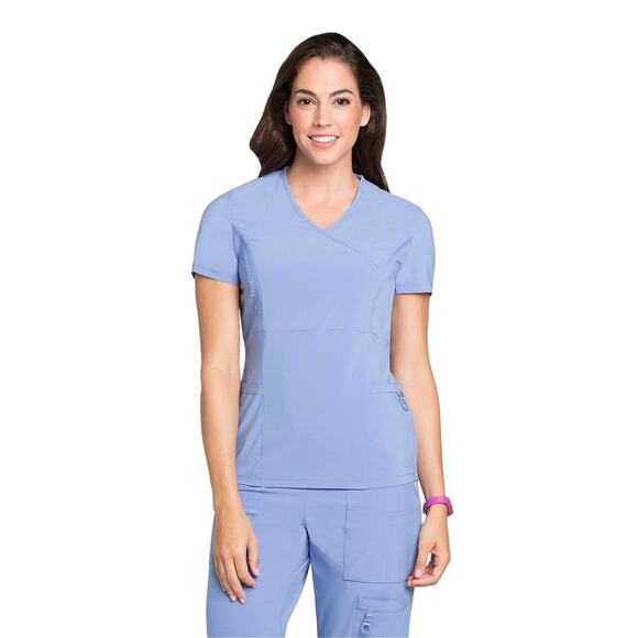 Ceil Blue Lynx Women's Crossover Solid Tunic Scrub Top-6004 - Size Large - Picture 1 of 6